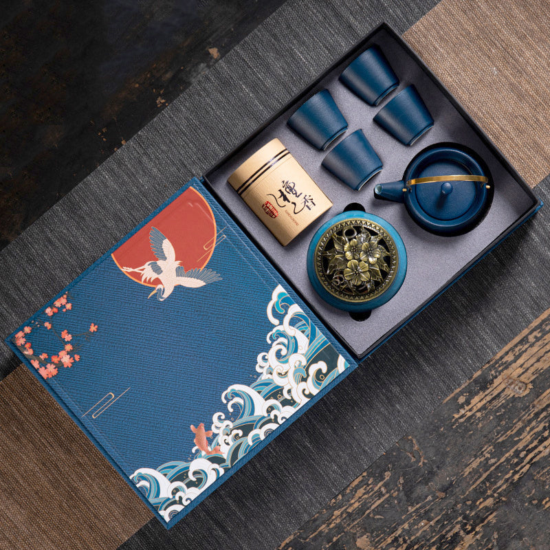 Flag Village Ceramic Kung Fu Tea Set Gift Box Set Business Small Gift