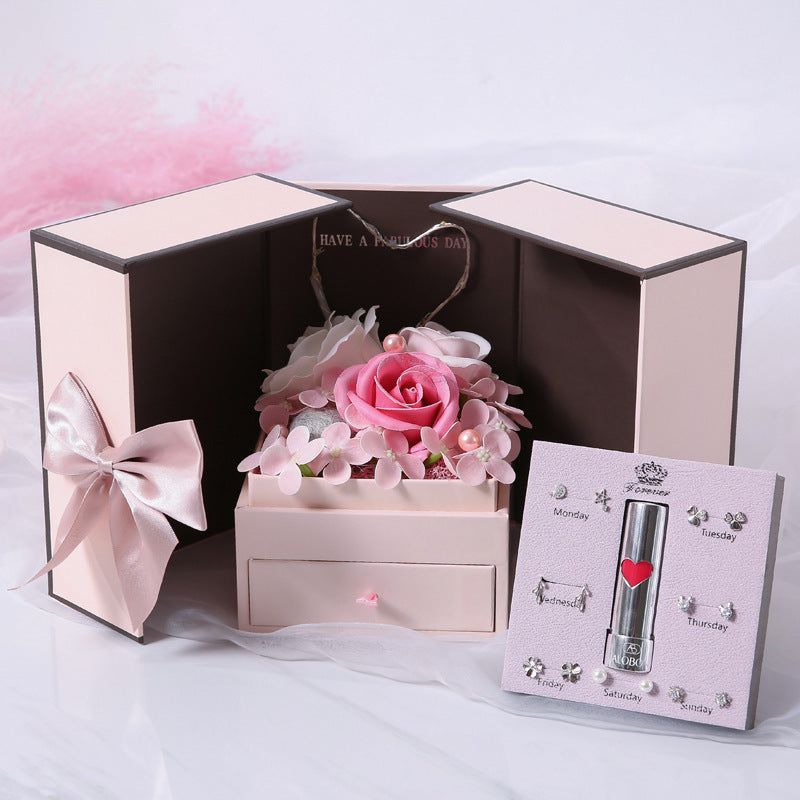Flag Village Mothers Day Gift Double Door Rose Gift Box Jewelry Creative Decorate Boxs