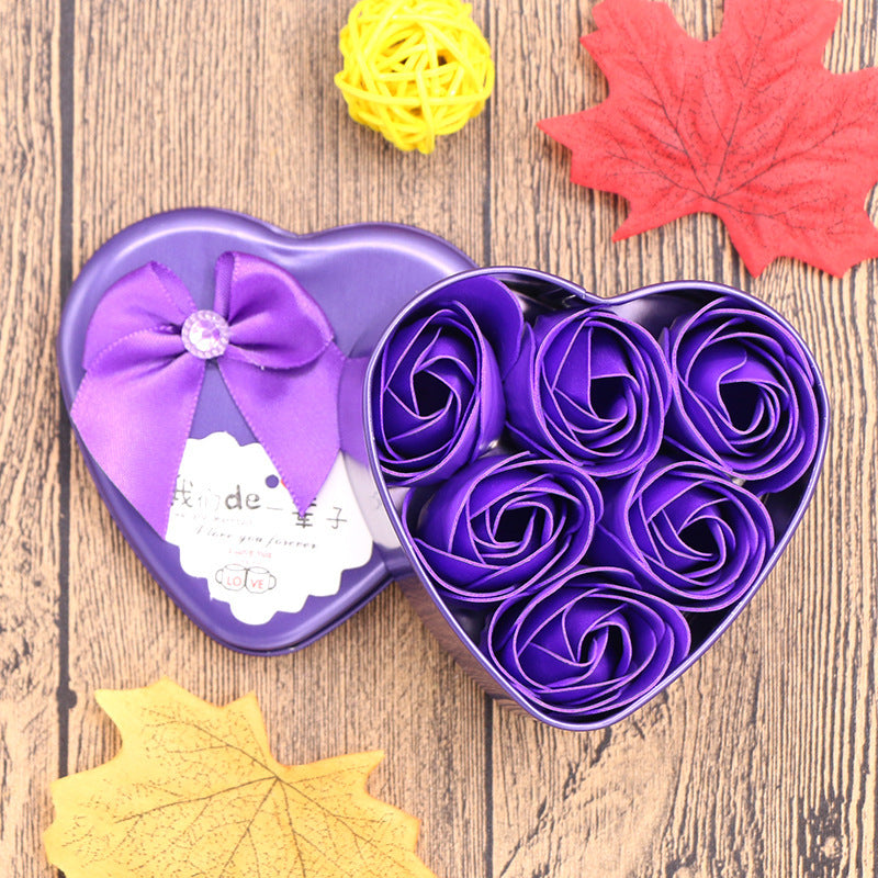 Flag Village Soap Flower Gift Box Valentine's Day Gift Mother's Day Creative Gifts Bear Flower Rose Heart Shaped Tin Box