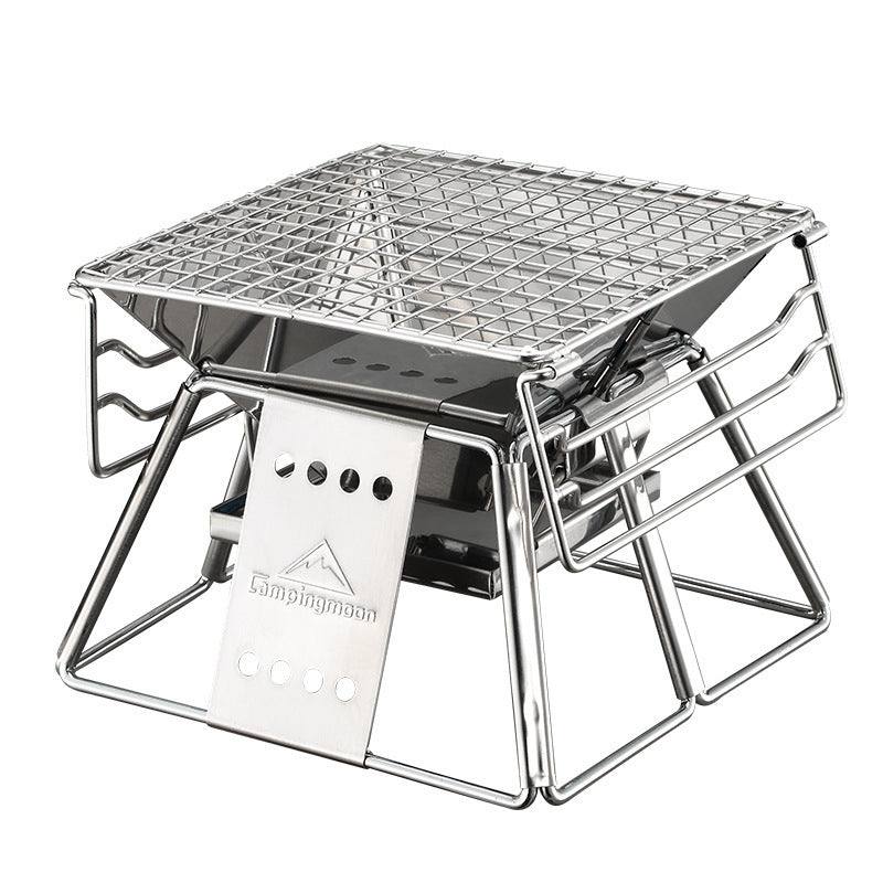 Flag Village Portable Stainless Steel BBQ Grill Non-stick Surface Folding Barbecue Grill Outdoor Camping Picnic Tool