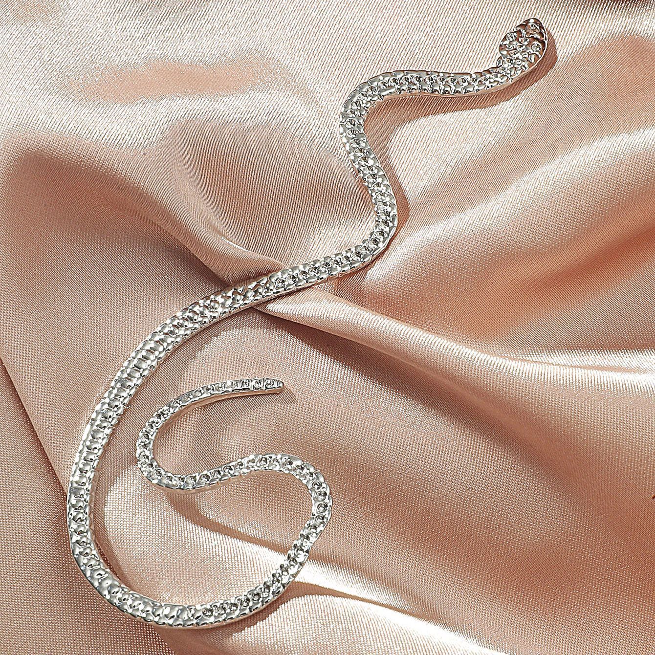 Flag Village Non-hole Ear Clip Vintage Zircon Snake-shaped Earrings For Women Exaggerated Fake Cartilage Ear Cuff Fashion Jewerly Gifts
