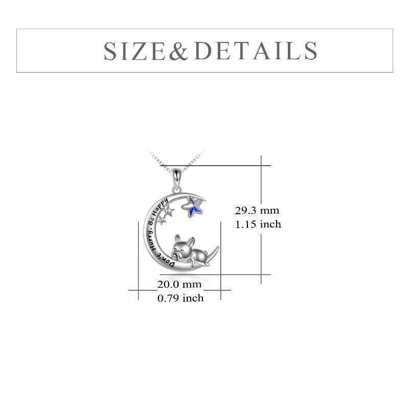 Flag Village Sterling Silver French Bulldog Moon Pendant Necklace Jewellery Gifts for Women Girls