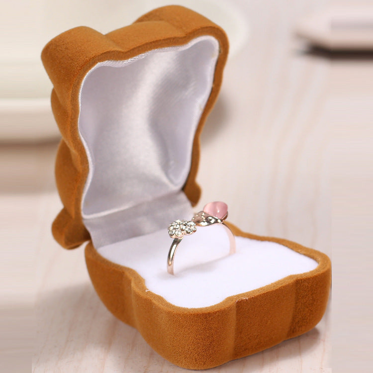 Flag Village Jewelry Box Jewelry Packaging Box Flocking Box Bear Jewelry Box Gift Ring Box
