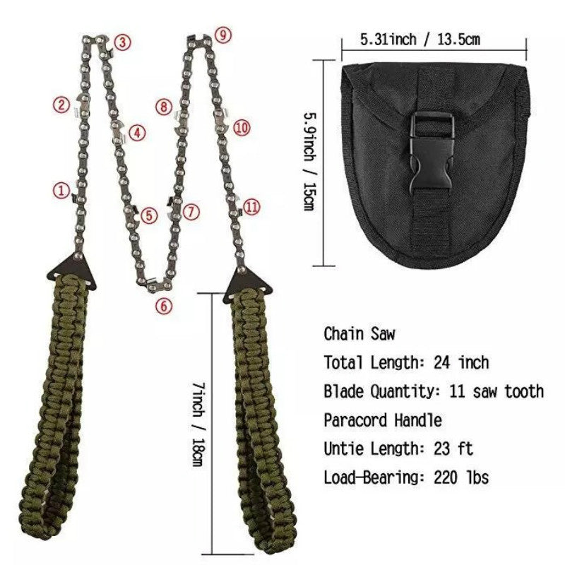 Flag Village Braided Umbrella Rope Camping Survival Pocket Saw