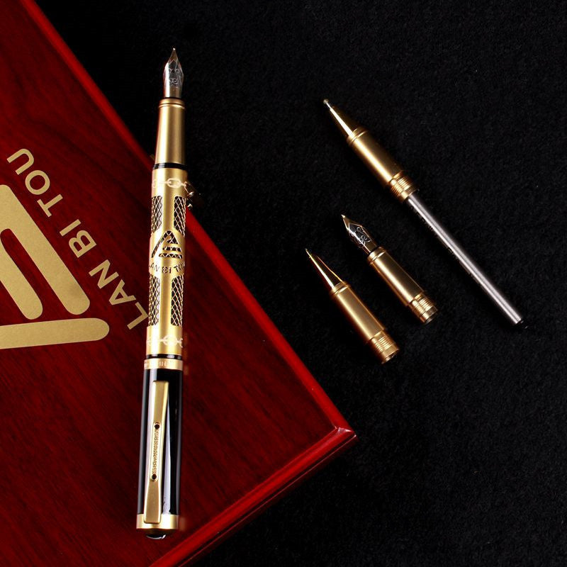 Flag Village Rotten Pen Head Hollow Business High-end Gift Box Set Pen
