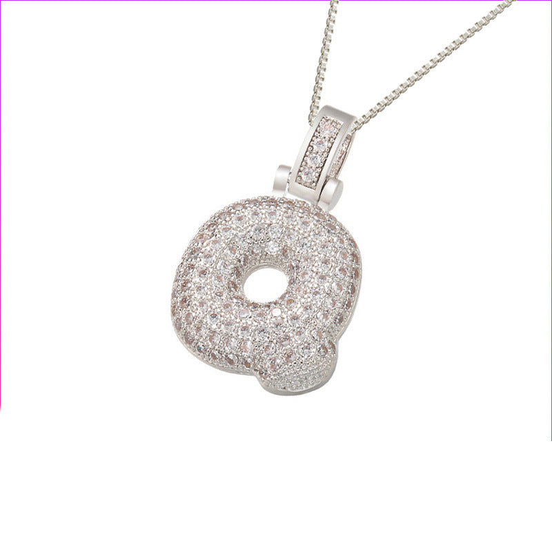 Flag Village Clavicle Chain Copper Micro Inlaid Zircon 26 Letter Pendant Necklace For Women's Birthday Jewelry Gifts