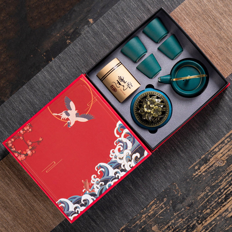 Flag Village Ceramic Kung Fu Tea Set Gift Box Set Business Small Gift