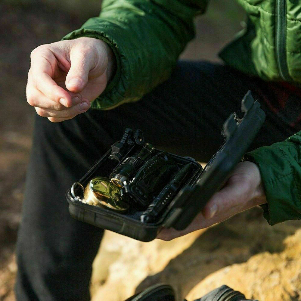 Flag Village 14-In-1 Outdoor Emergency Survival Kit Camping Hiking Tactical Gear Case Set Box