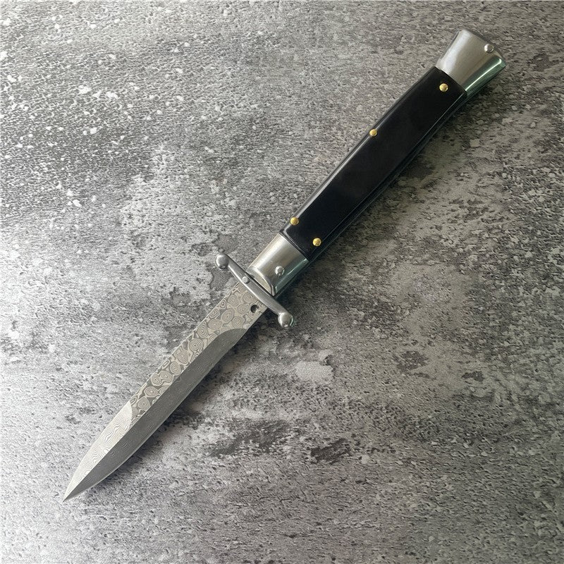 Flag Village Camping Outdoor Damascus Folding Knife