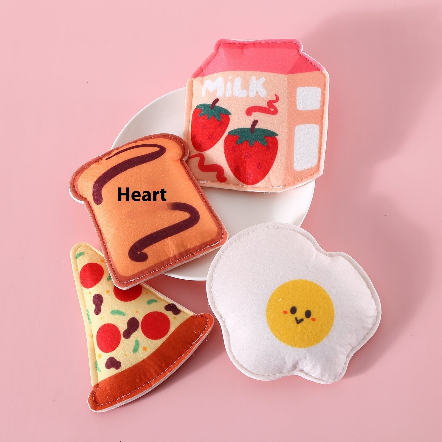 Flag Village Felt Toy Built-in Catnip Bell Pizza Toast Relieving Stuffy Smell Cat Teaser Storage Box Set Gift