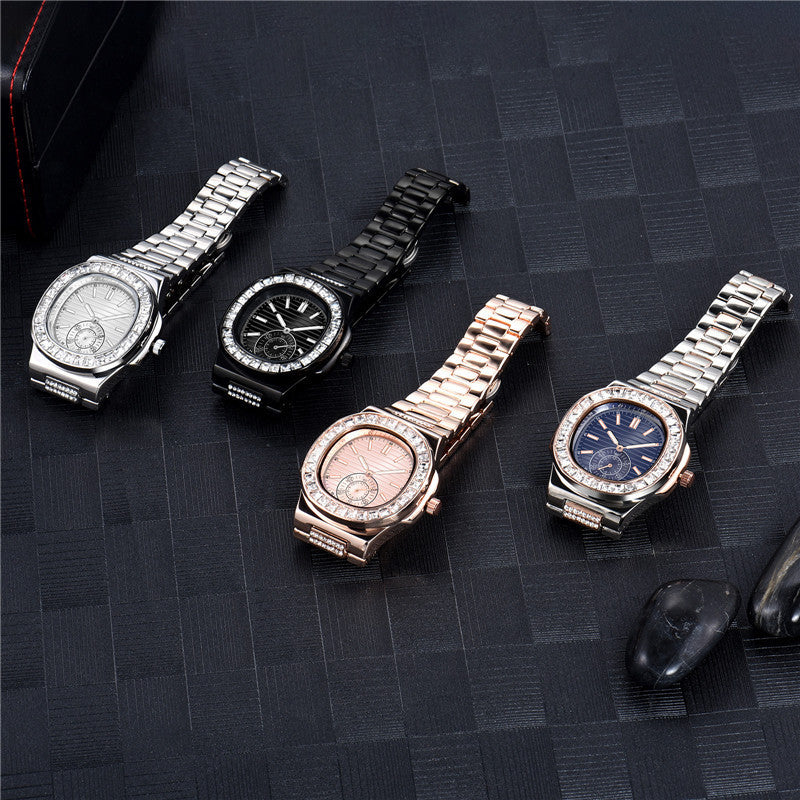 Flag Village Mens Fashion Alloy Band Diamond Gifts Watches