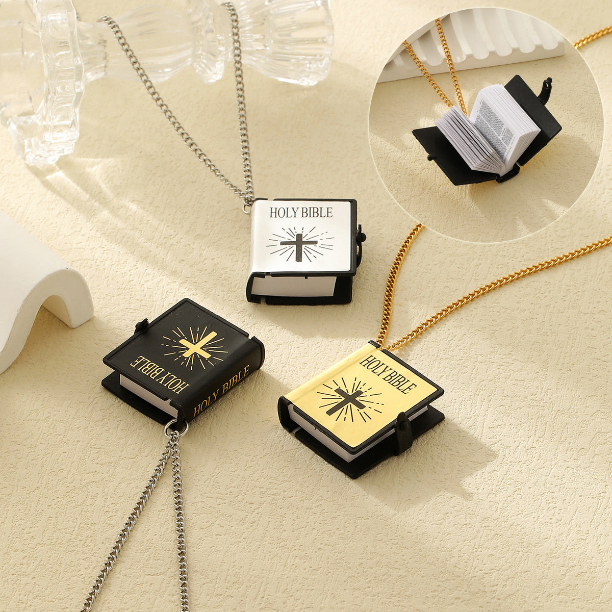 Flag Village Stainless Steel Necklaces For Men Women Cross Bible Verses Pendant Christian Jesus Baptism Gifts Fashion Jewelry