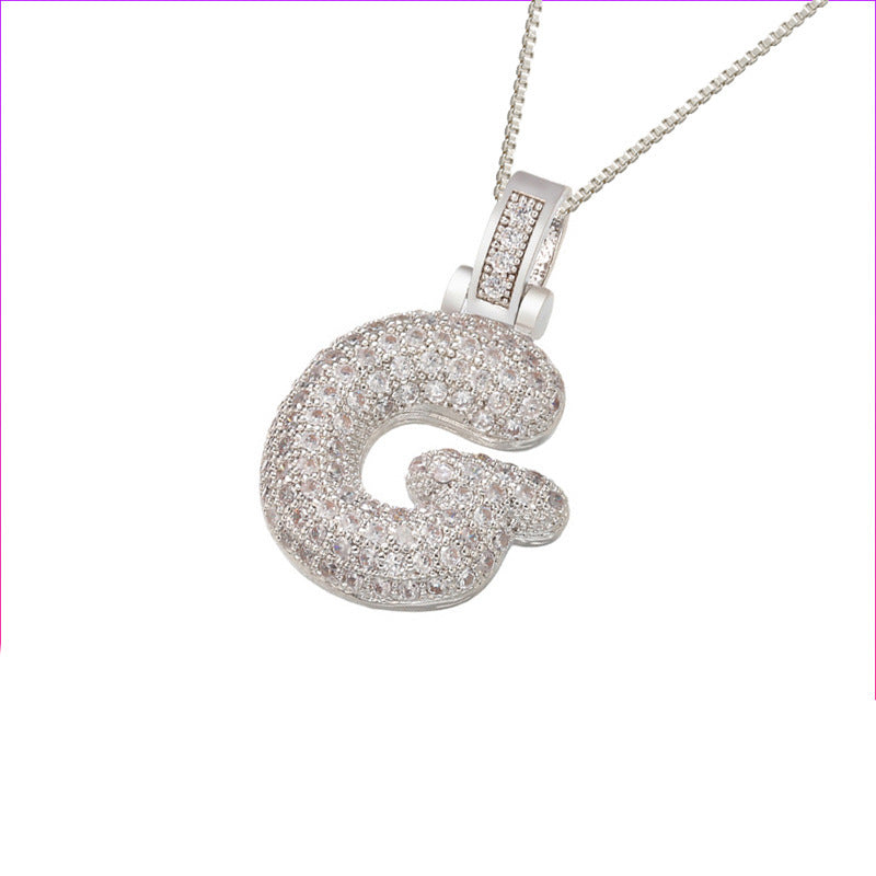 Flag Village Clavicle Chain Copper Micro Inlaid Zircon 26 Letter Pendant Necklace For Women's Birthday Jewelry Gifts