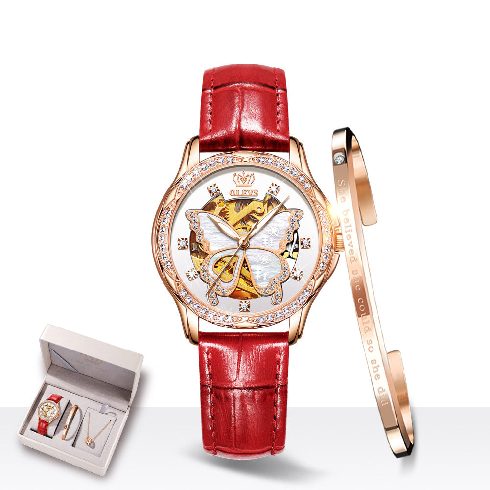 Flag Village Ladies Automatic Mechanical Watch Gift Box Set