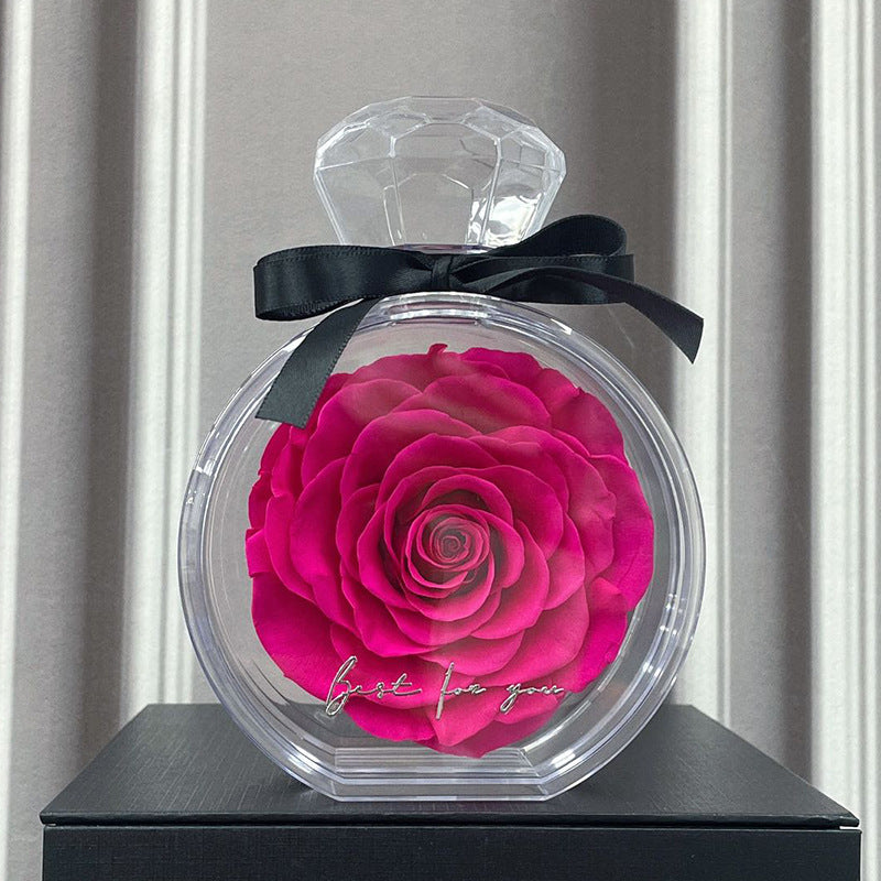 Flag Village Natural Eternal Flower Ornaments Transparent Cover Dried Rose Gift Box For Christmas New Year Valentine's Day Home Decor