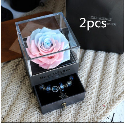 Flag Village Eternal Flower Rose Jewelry Box for Birthday Presents Valentines Day Wedding Gift