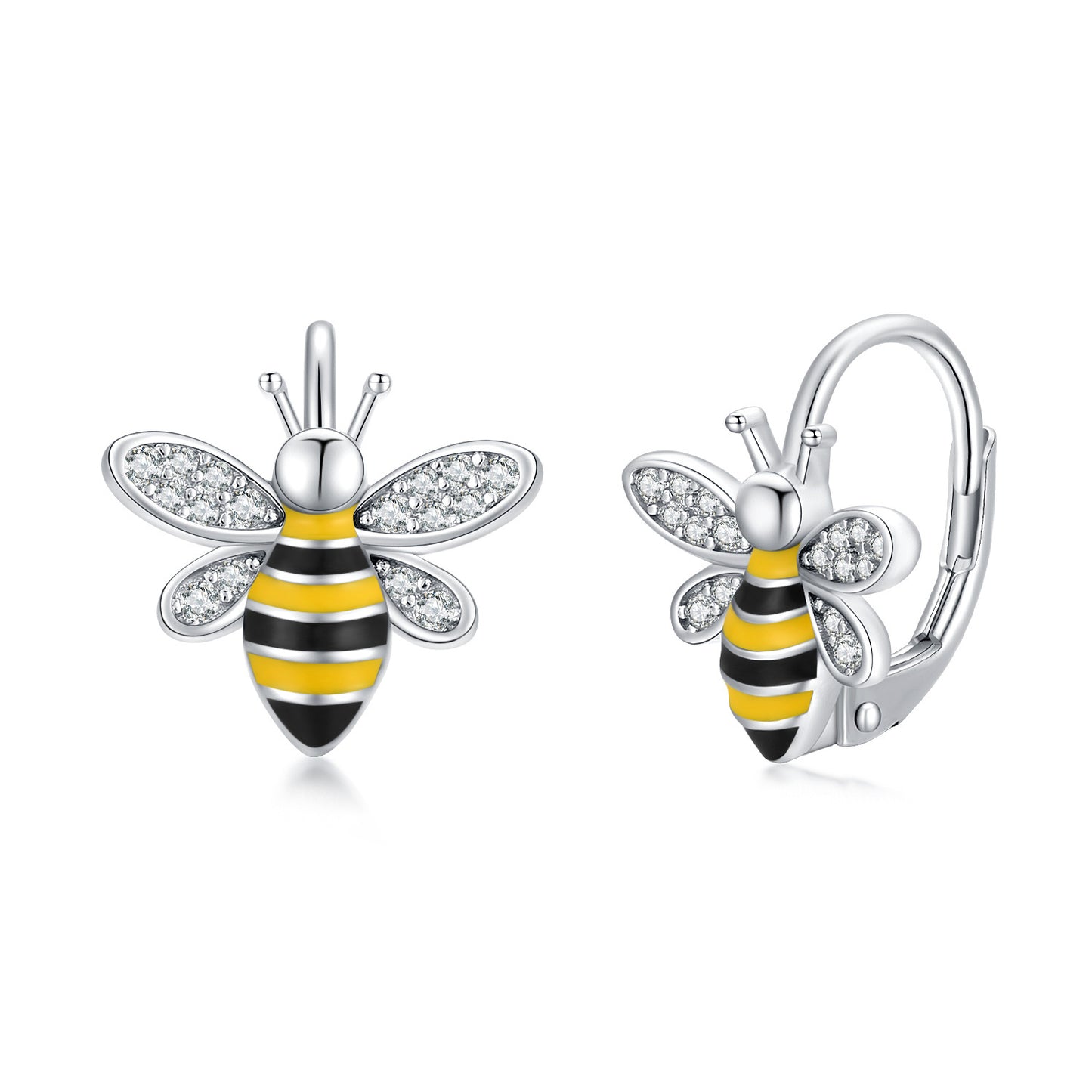 Flag Village Bee Earrings S925 Sterling Silver Bumble Honey Huggie Hoop Earrings Bee Jewelry Gifts for Women Girls Teen