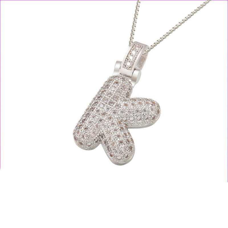 Flag Village Clavicle Chain Copper Micro Inlaid Zircon 26 Letter Pendant Necklace For Women's Birthday Jewelry Gifts