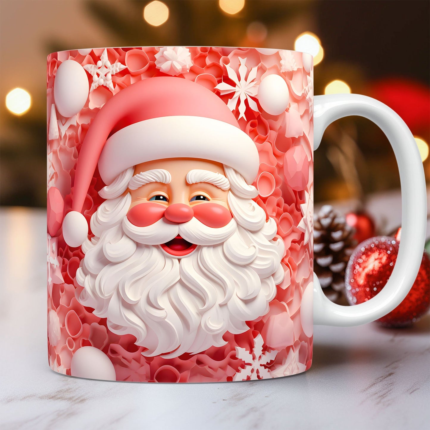 Flag Village Creative 3D Christmas Ceramic Mug Unique Space Design Snowman Santa Coffee Cup Tea Milk Mug Christmas Gifts For Kids Adults Kitchen Gadgets