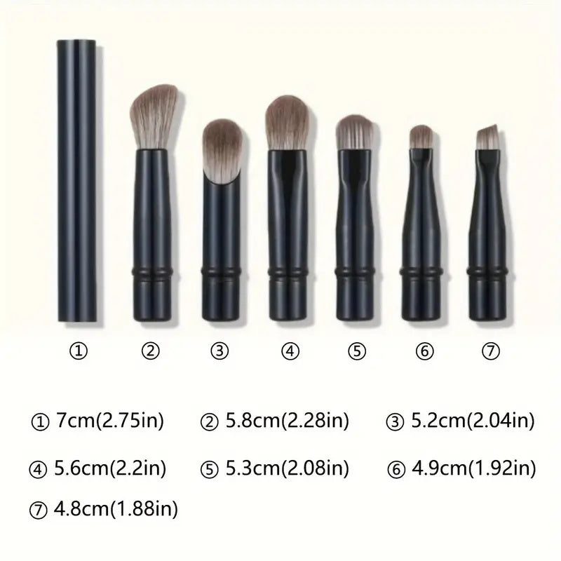 Flag Village 6Pcs Mini Travel Makeup Brushes Set With Box Portable Cosmetic Powder Foundation Blush Blending Concealer Make Up Brushes Set