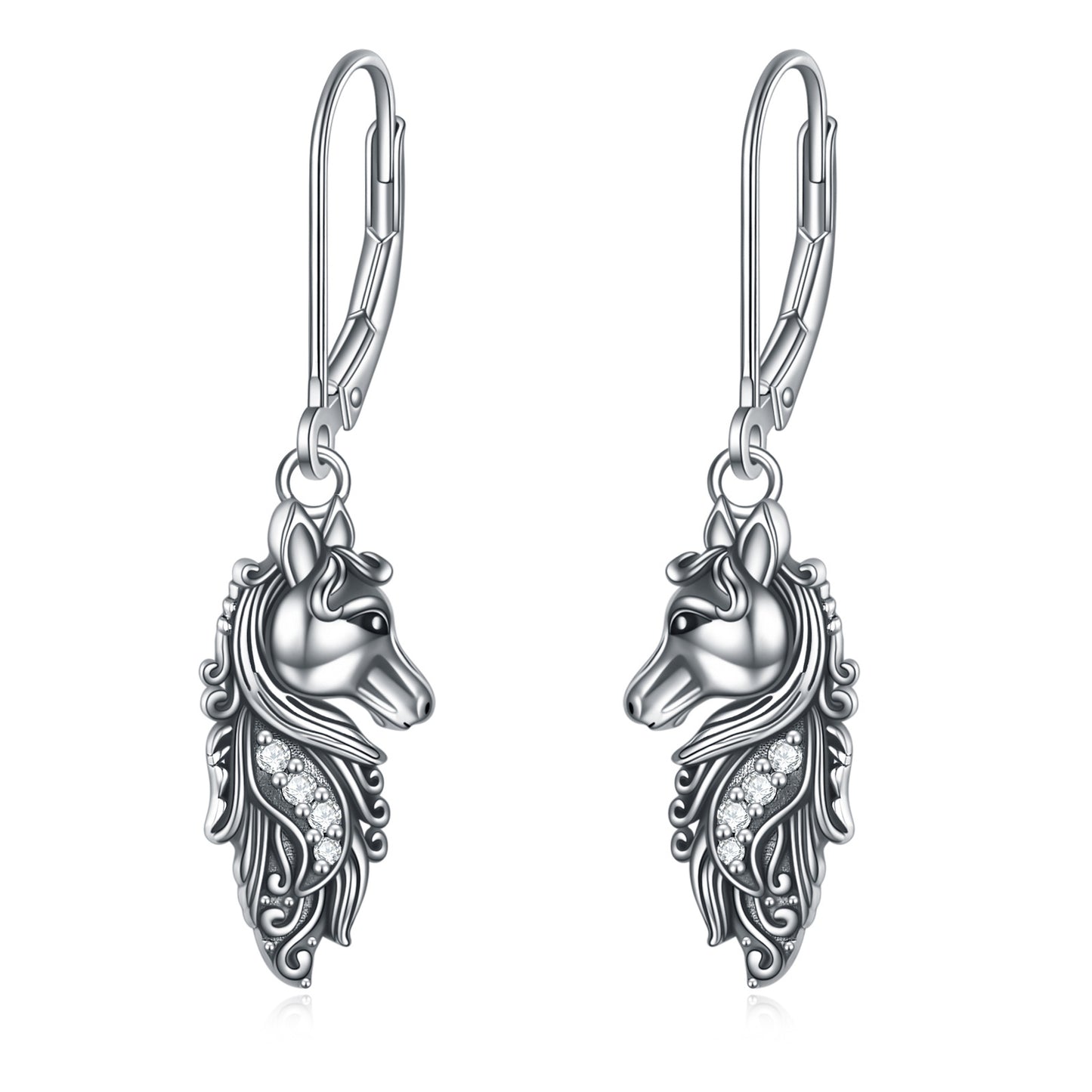 Flag Village Sterling Silver Horse Dangle Drop Leverback Earrings Jewelry Gifts