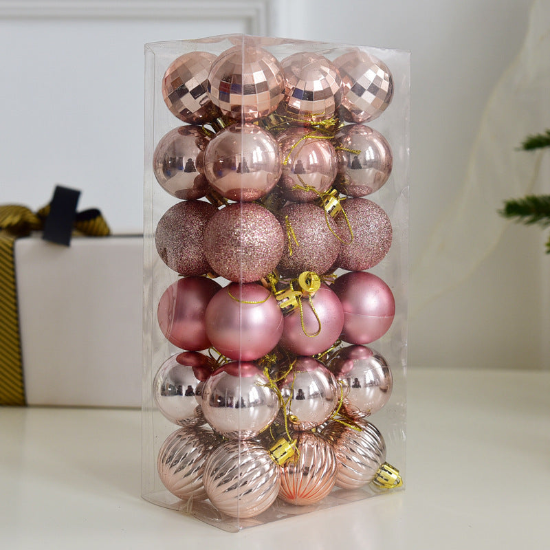 Flag Village Fashion 4cm Electroplating Gift Box Set Ball Small Christmas Tree Pendant