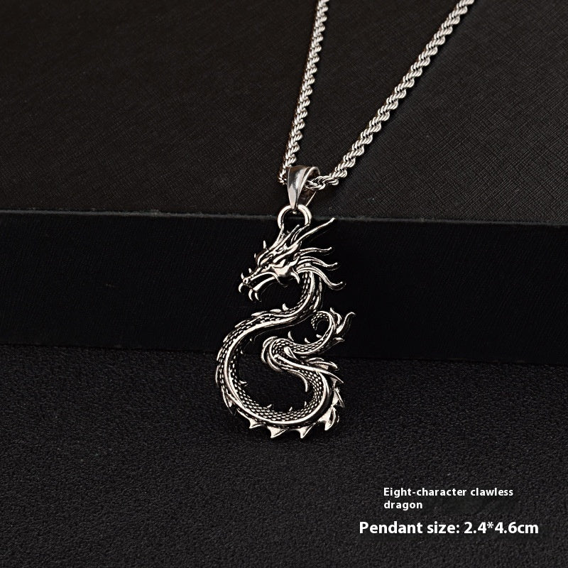 Flag Village Fashion Jewelry Dragon Sword Pendant Necklace Paved Black Color Jewelry For Men Boy Christmas Gifts