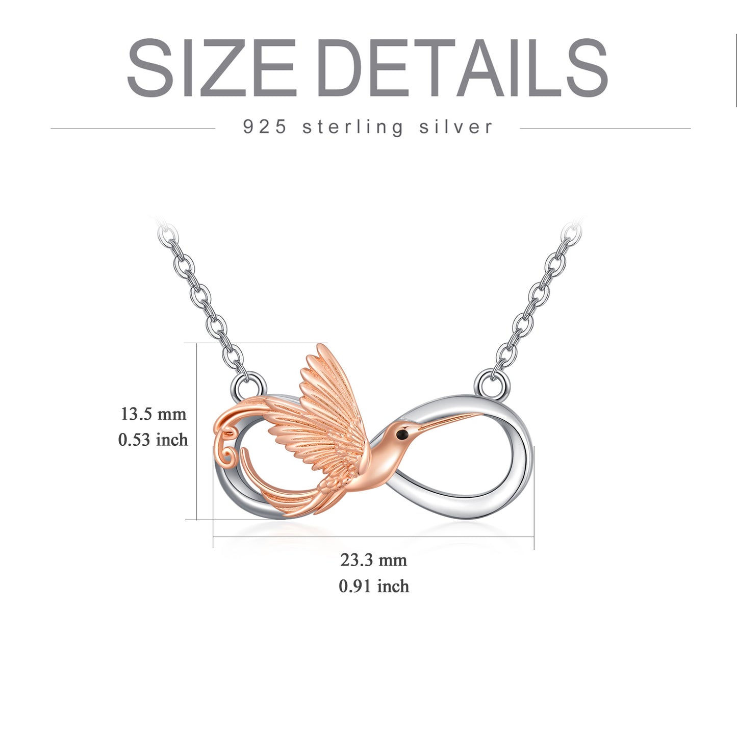 Flag Village Hummingbird Necklace 925 Sterling Silver Infinity Hummingbird Pendant Necklace Jewelry Bird Gifts