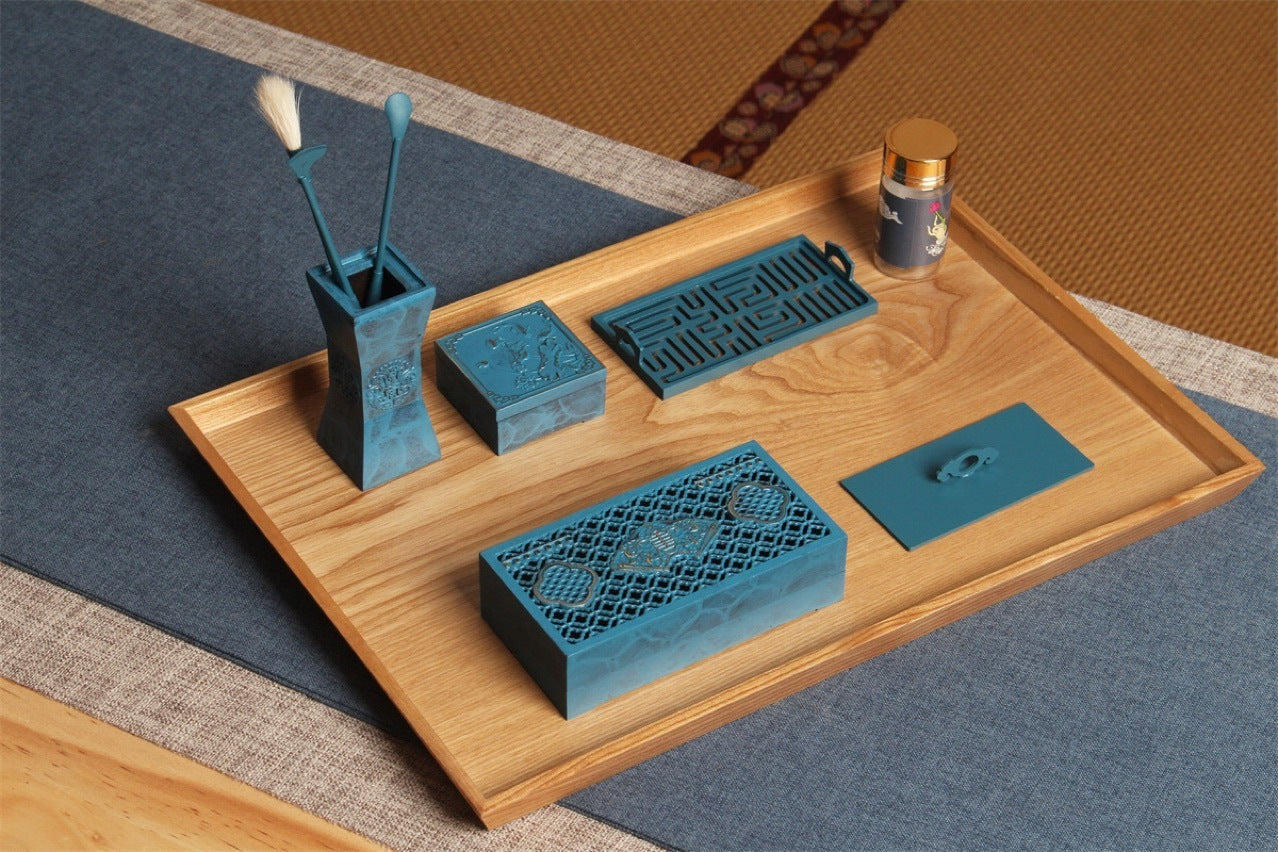 Flag Village Burnt Blue Citron Set Gift Box Incense Tools