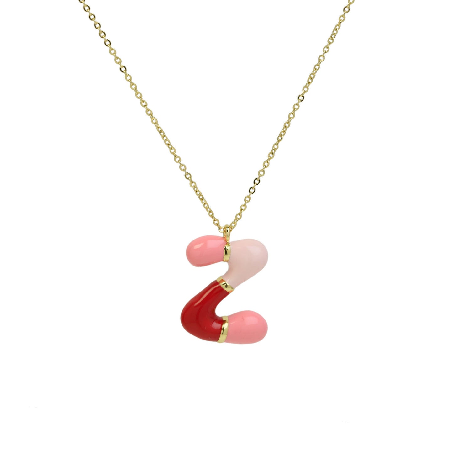 Flag Village Brass Epoxy Capsule 26 Letter Necklace For Women Initial Alphabet Pendant Necklace Fashion Link Chain Jewelry Gifts