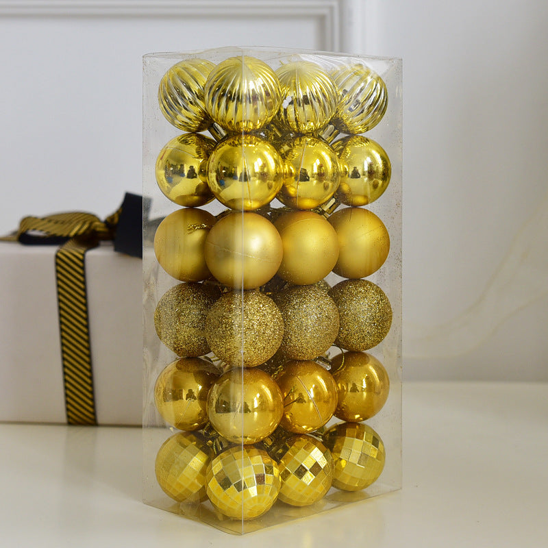 Flag Village Fashion 4cm Electroplating Gift Box Set Ball Small Christmas Tree Pendant