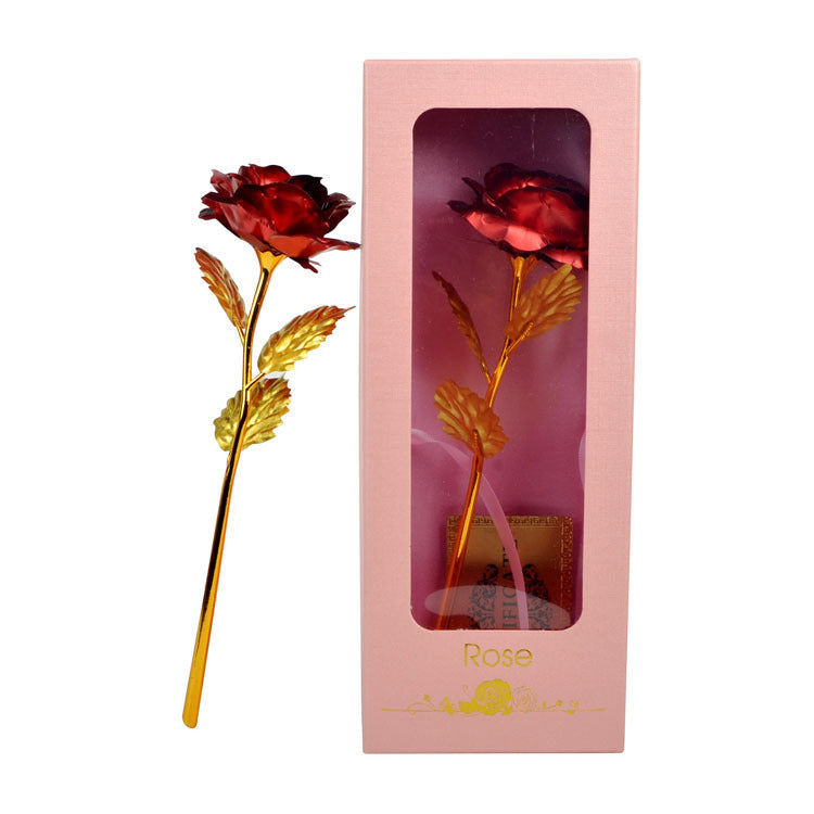 Flag Village Gold Foil Rose Flower Window Gift Box For Valentine's Day