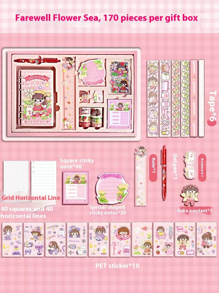 Flag Village Journal Book Set Gift Box Girl Heart Cute Gift Bag