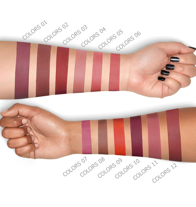 Flag Village 12 Colors Matte Lip Gloss Set Matte Lasting Matte Lip Gloss Gift Box
