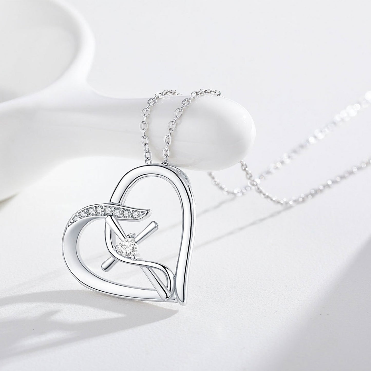 Flag Village Cross Necklace for Women 925 Sterling Silver Love Heart Infinity Faith Necklace Hope Pendant Cross Jewelry Gifts for Girls Men