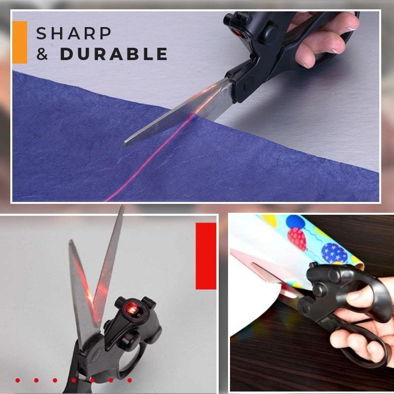 Flag Village Professional Laser Guided Scissors For Home Crafts Wrapping Gifts Fabric Sewing Cut Straight Fast Scissor Shear