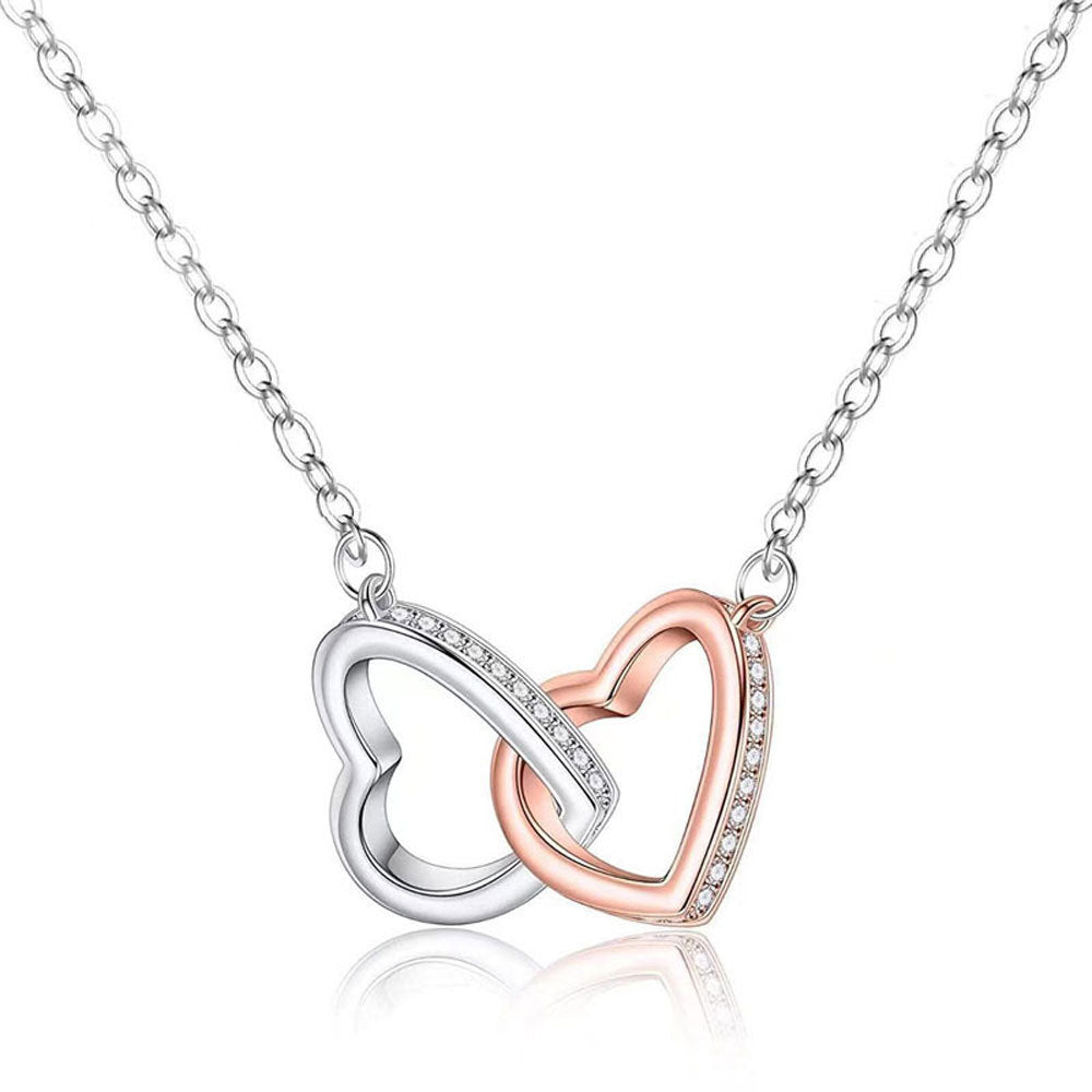 Flag Village Rose Gold Color Separation Double Ring Necklace Mother's Day Gift Box