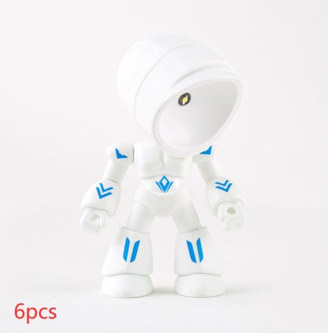 Flag Village Cute LED Hero Table Lamp Mini Portable Cool Mecha Cute Robot Night Light Bedroom Home Decoration Kids Boys Gifts