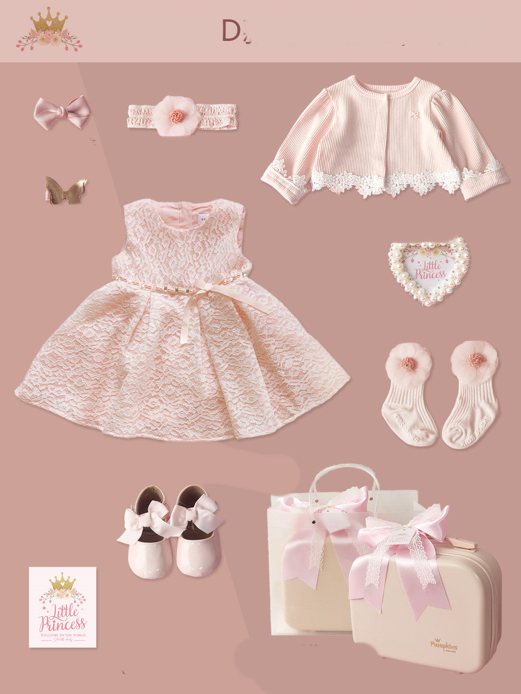 Flag Village Baby High-end Gift Box Little Princess Dress Lace Dress Suit