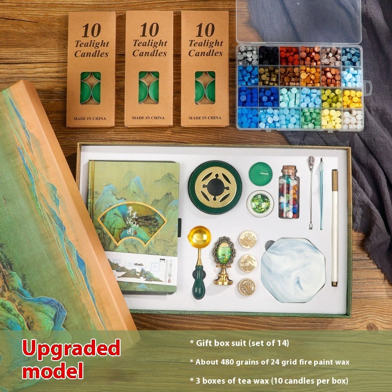 Flag Village Powerful Manufacturers DIY Retro Sealing Wax Seal Set Tool Outfit Antique Fire Paint Seal Gift Box Creative Gift