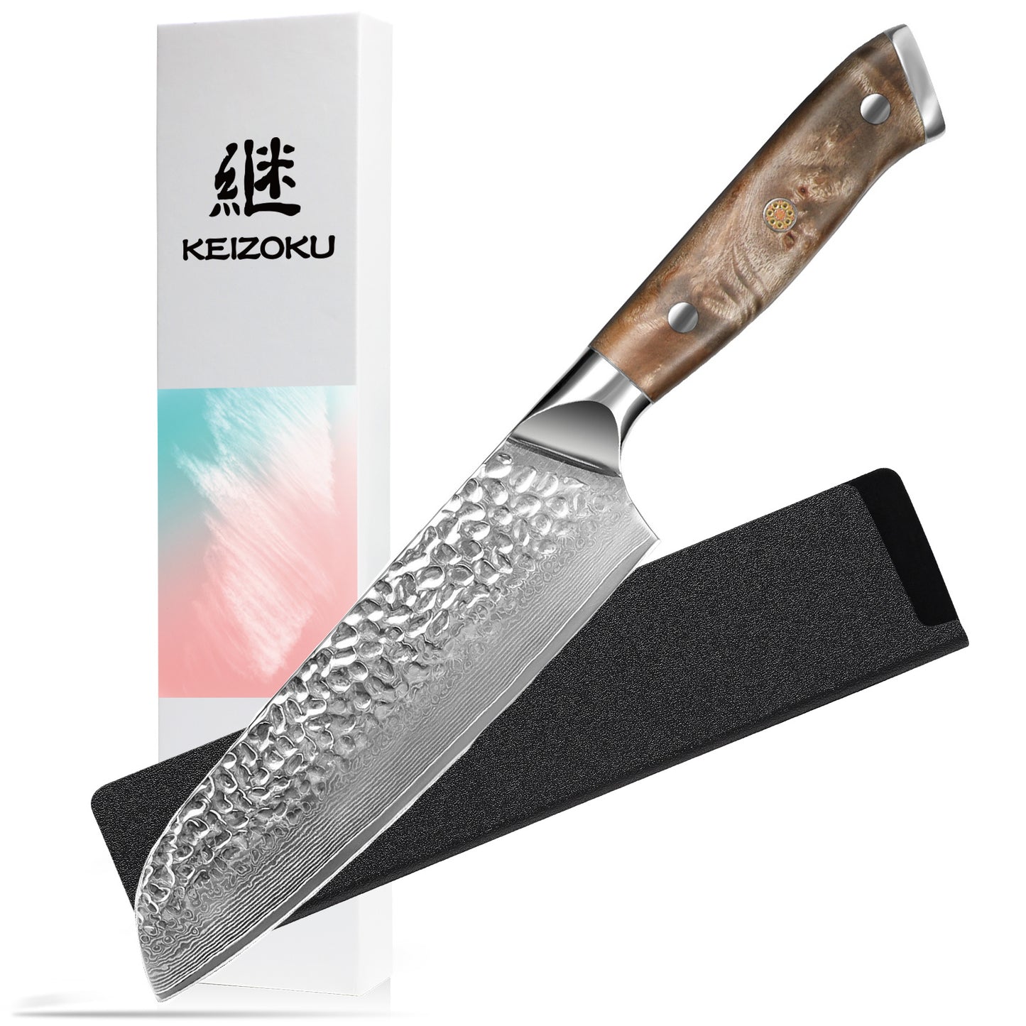 Flag Village Damascus Chef Knife, 10Cr15MOV Japanese Kitchen Knives Set With Full Tang G10 Handle, Professional Chef Knife For Kitchen, Sheath & Gift Box