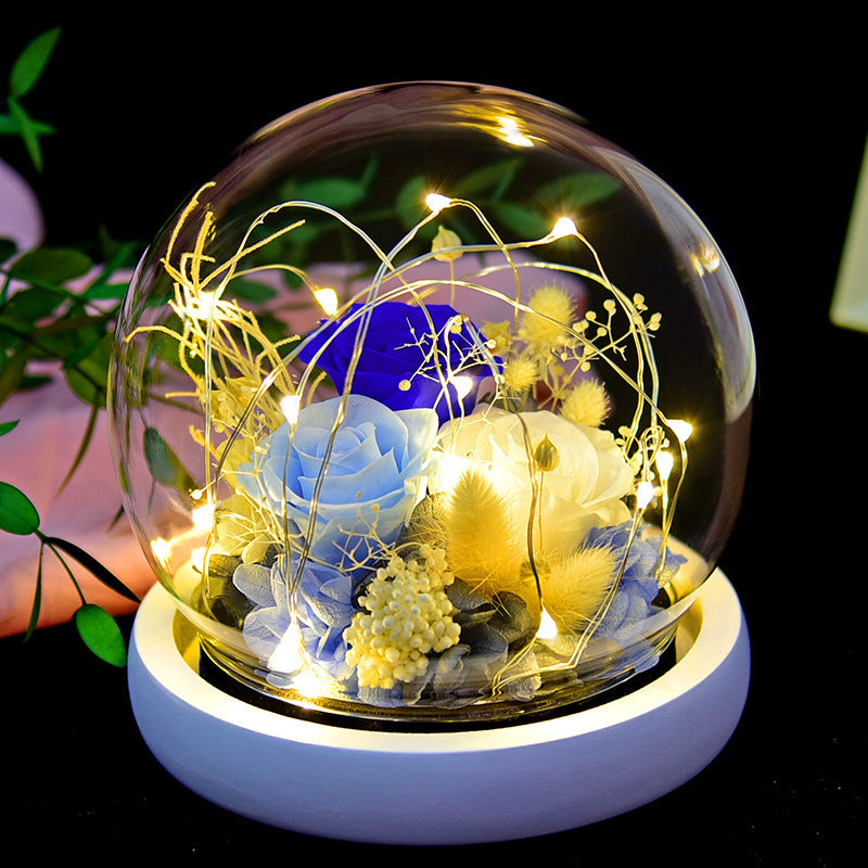Flag Village Eternal Flower Rose Glass Cover Gift Box Gift