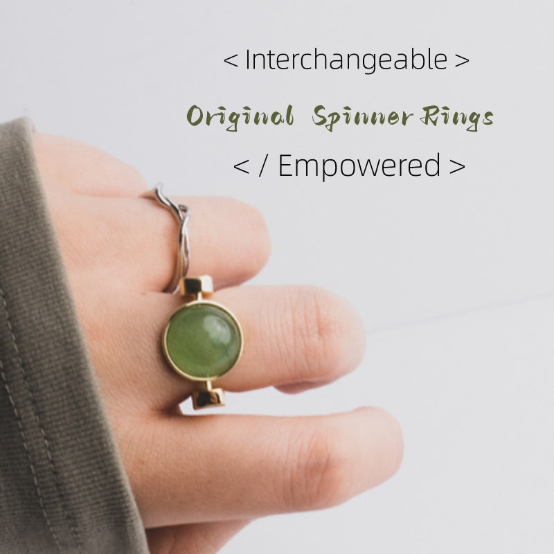 Flag Village Original Fidget Spinner Rings Natural Stone Rings Replaceable Spinners For Anxiety And Stress Relief Jewelry Gifts