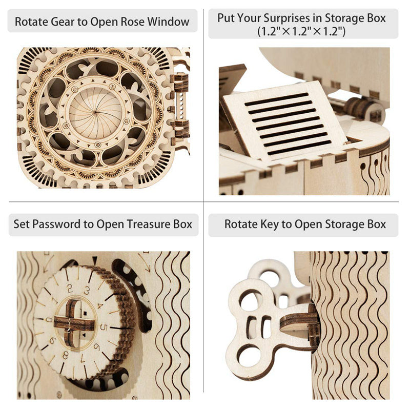Flag Village Robotime Rokr 123Pcs Treasure Box Creative 3D Wooden Puzzle Game Assembly Toys Chris Gift For Children Adults Teens Dropshipping