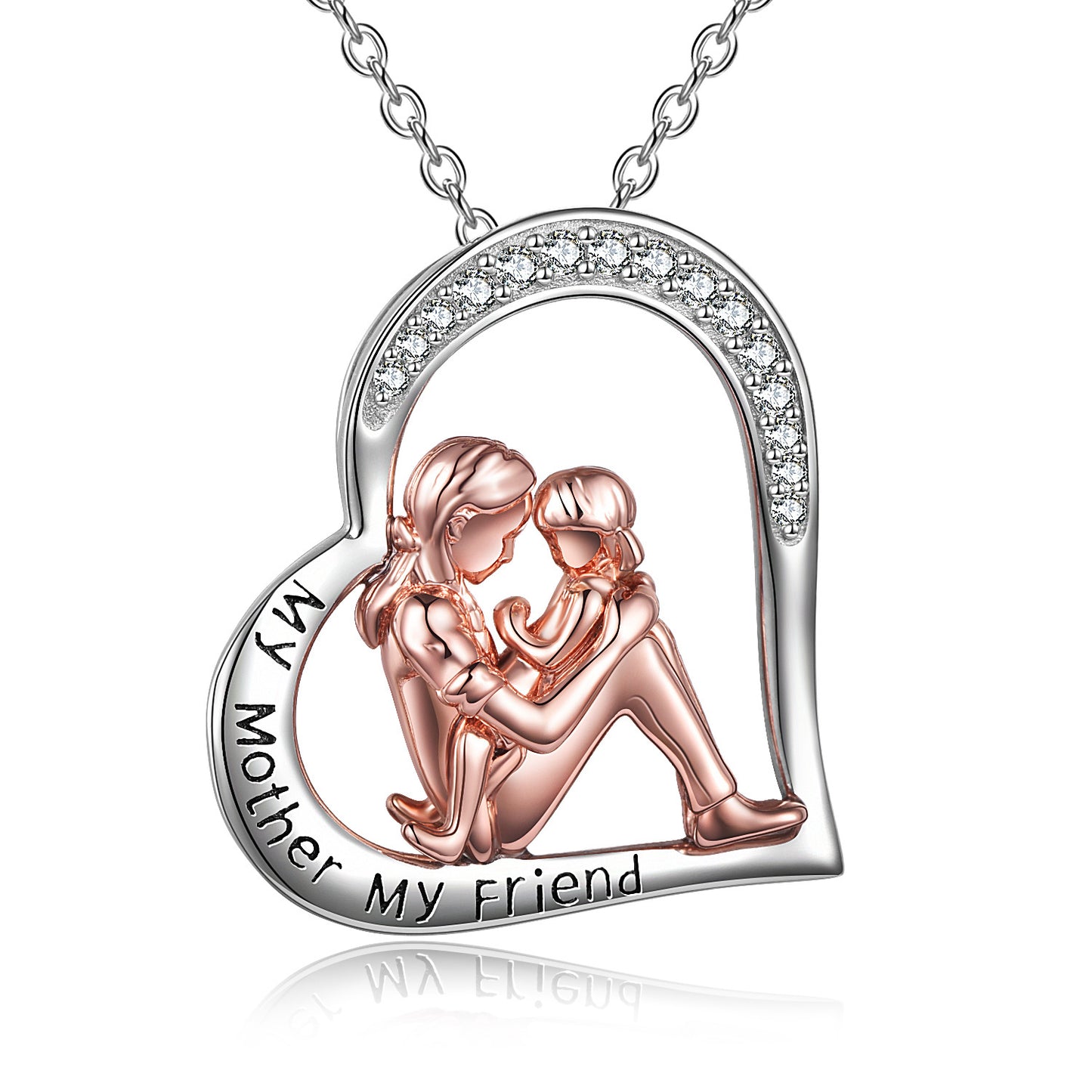 Flag Village Mother Daughter Necklace 925 Sterling Silver Engraved My Mother My Friend Jewelry Mothers Day Birthday Gifts for Mom from Daughter
