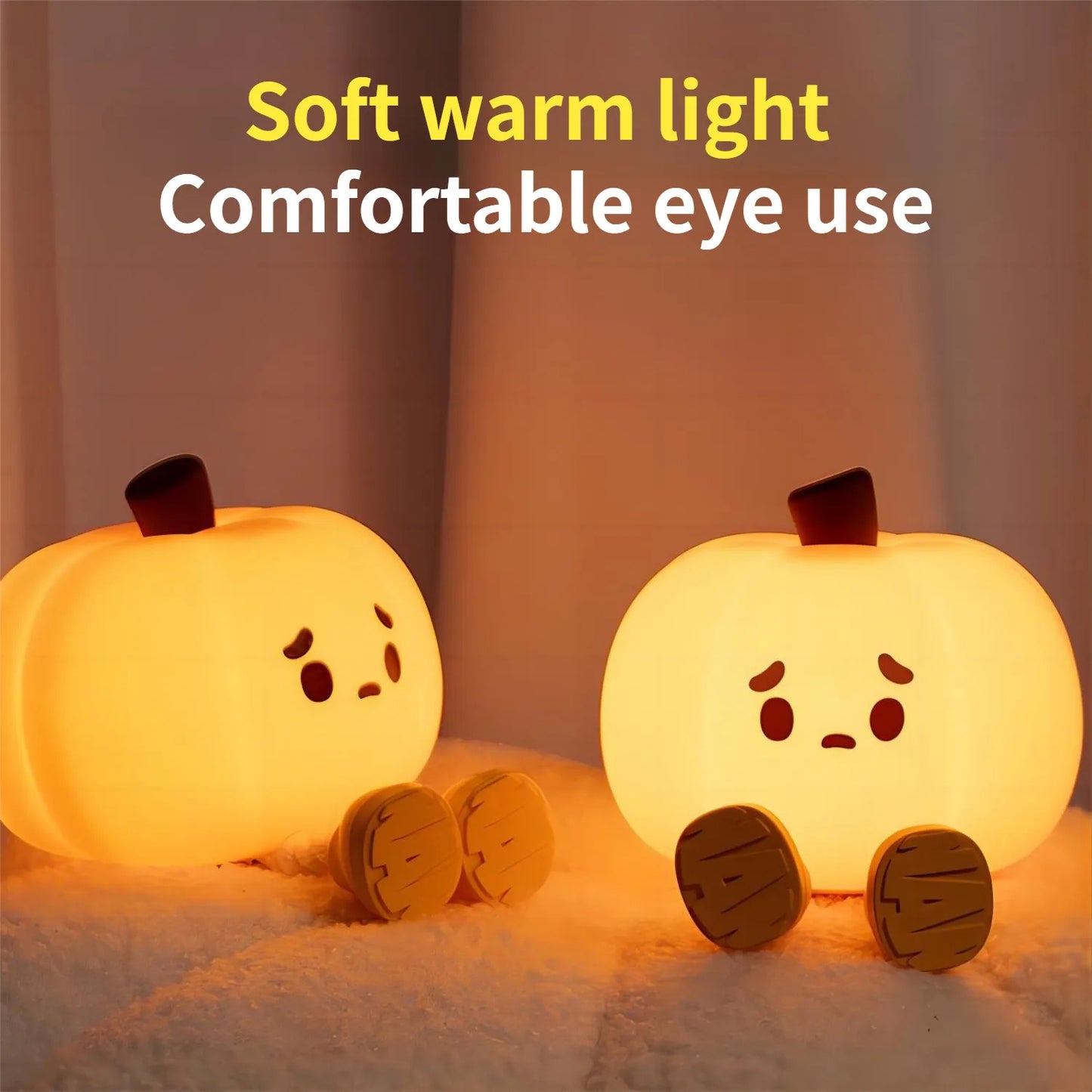 Flag Village Home Decor Halloween Pumpkin Night Light Cute Soft Silicone Lamp Touch Dimmable Rechargeable Bedside Decor Light Kids Gifts Halloween Decorations
