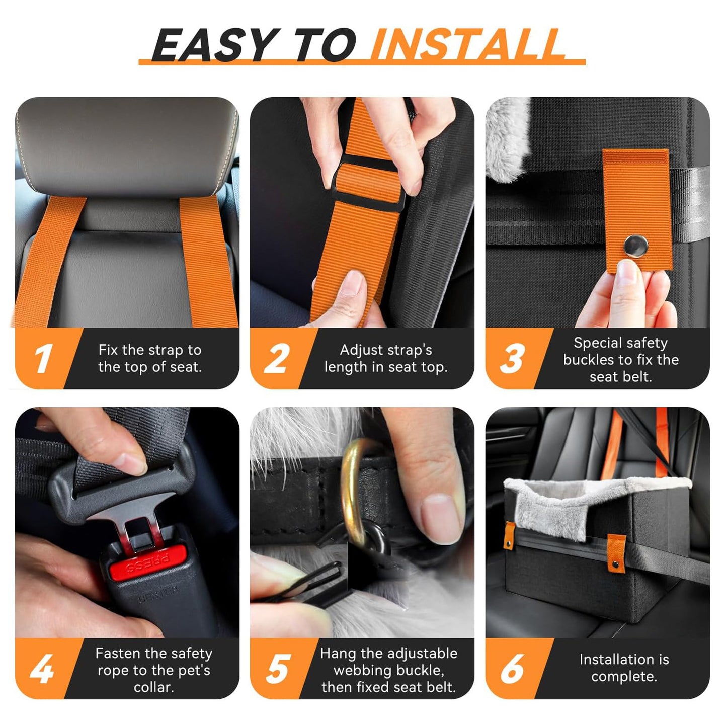 Flag Village Auto Tools Portable Small Dog Car Seat Dog Booster Seat For Car With Clip-On Safety Leash Perfect For Small Pets Pet Products