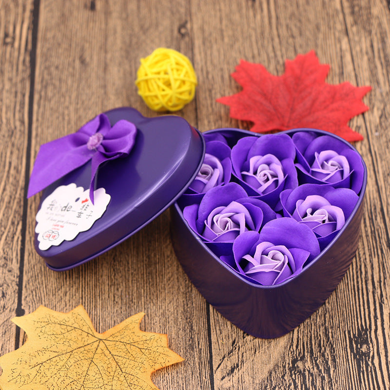 Flag Village Soap Flower Gift Box Valentine's Day Gift Mother's Day Creative Gifts Bear Flower Rose Heart Shaped Tin Box