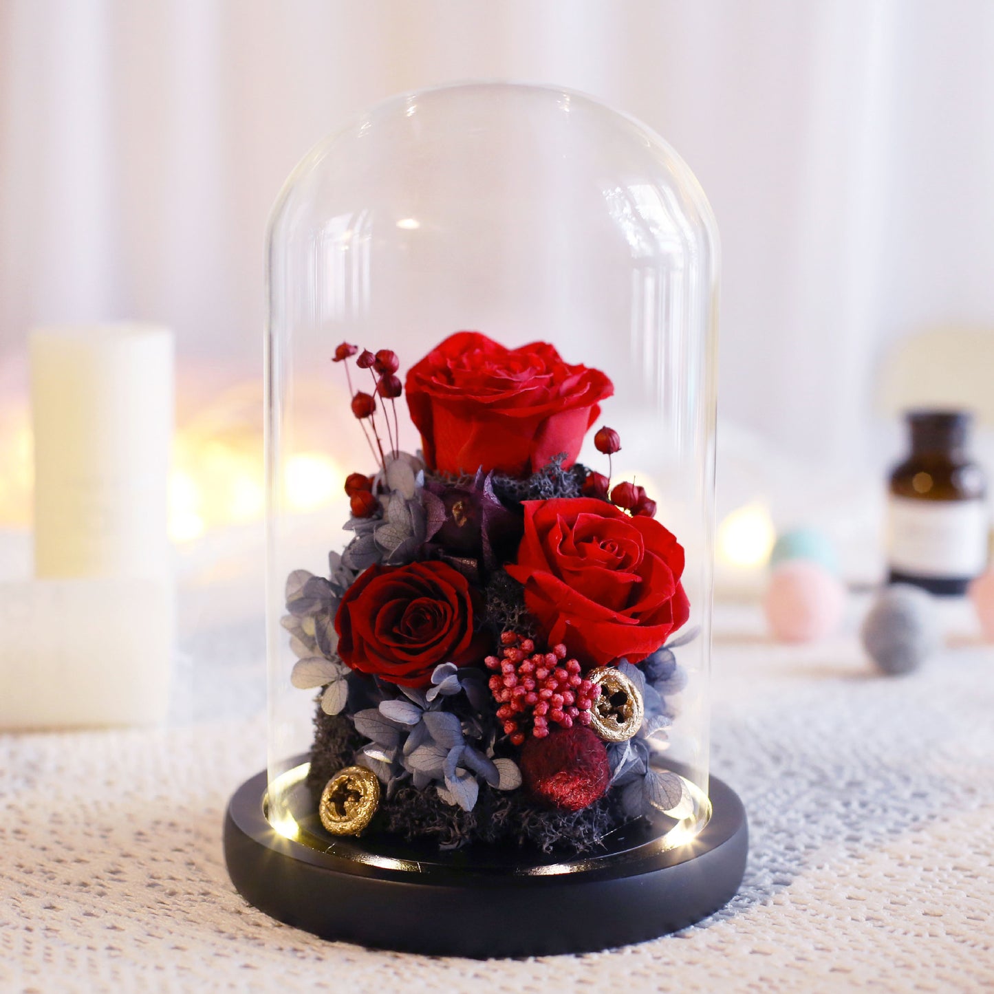 Flag Village Valentine's Day Birthday Gift Gift Box Glass Cover Big Rose Immortal Flower