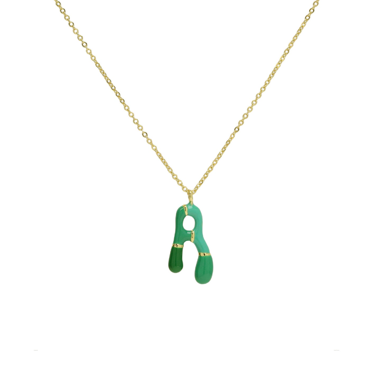 Flag Village Brass Epoxy Capsule 26 Letter Necklace For Women Initial Alphabet Pendant Necklace Fashion Link Chain Jewelry Gifts